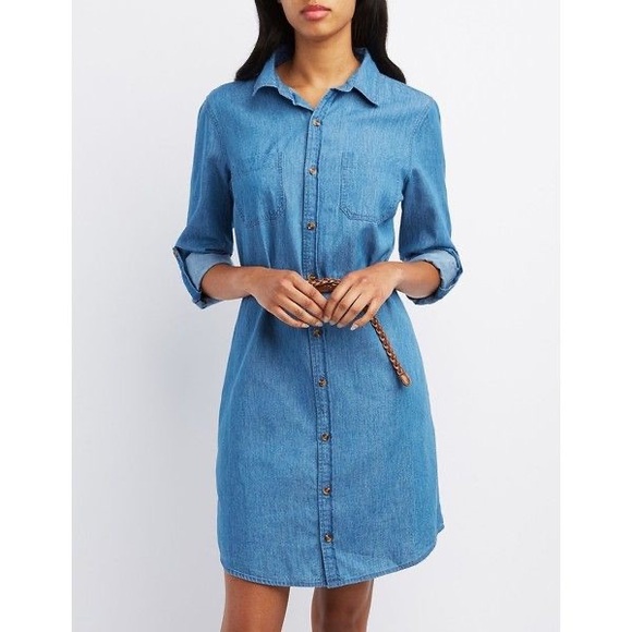 Charlotte Russe Dresses & Skirts - Chambray belted shirt dress